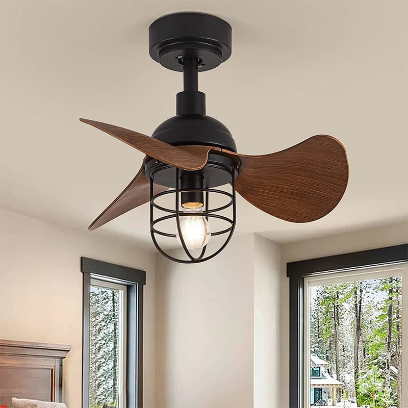 Euroselle Cute Contemporary Dark Walnut Ceiling Fans With Integrated Lighting