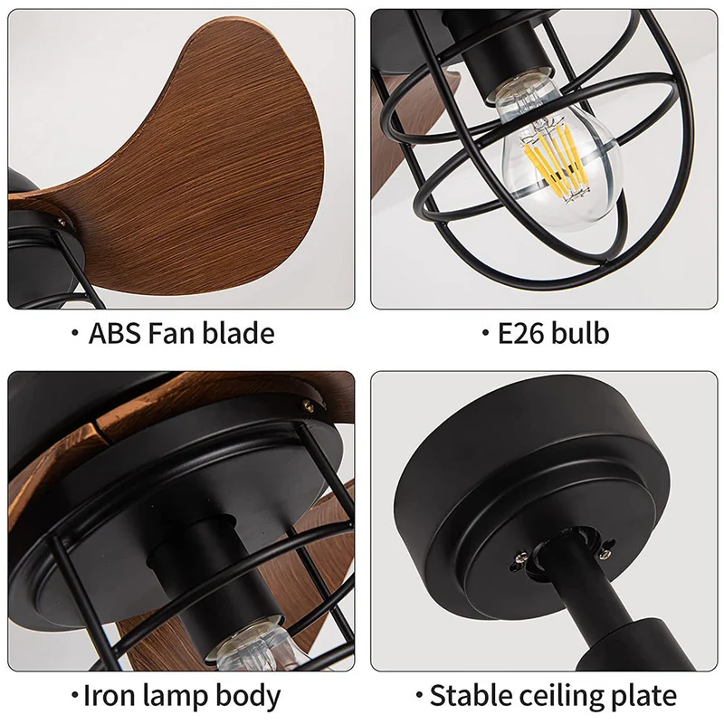 Euroselle Cute Contemporary Dark Walnut Ceiling Fans With Integrated Lighting