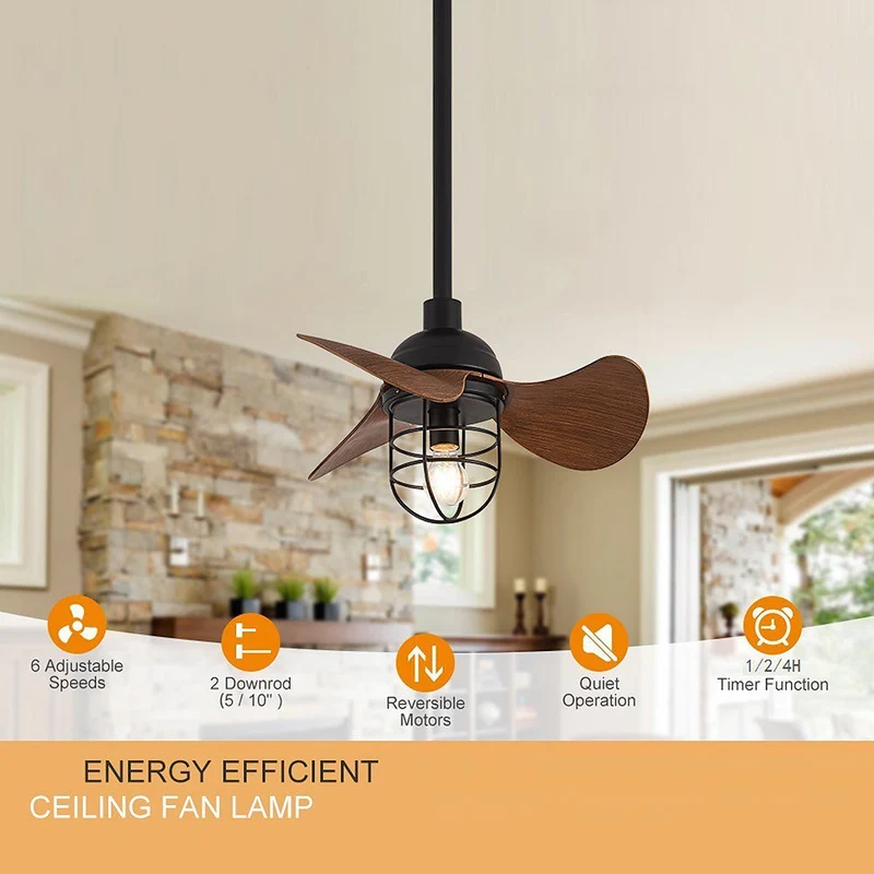 Euroselle Cute Contemporary Dark Walnut Ceiling Fans With Integrated Lighting