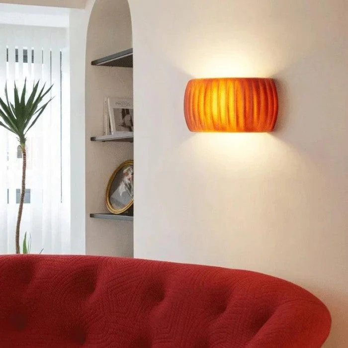 Ribbed Resin Wall Sconce Lamp in Modern Art Deco Style by Euroselle