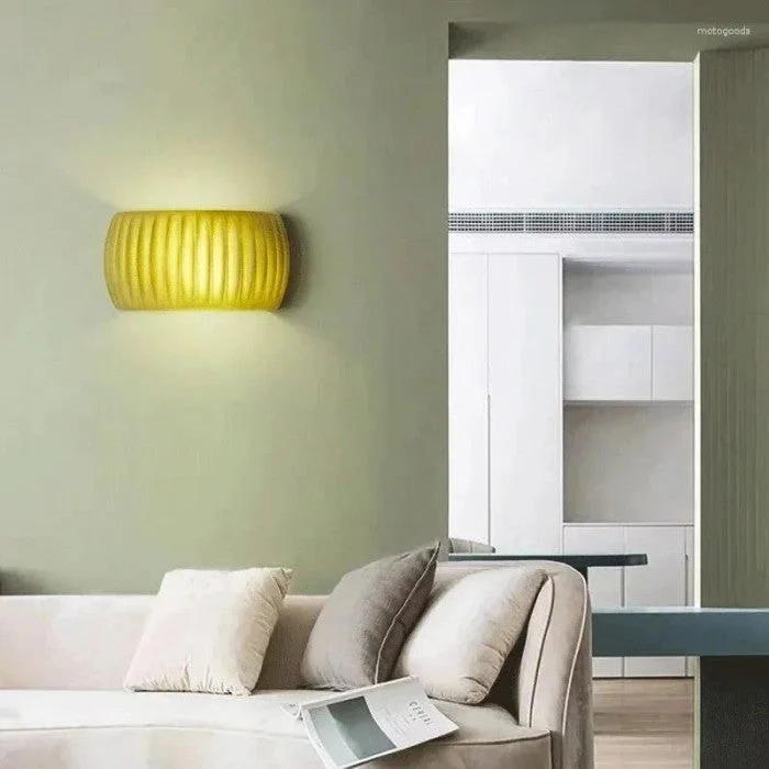 Ribbed Resin Wall Sconce Lamp in Modern Art Deco Style by Euroselle