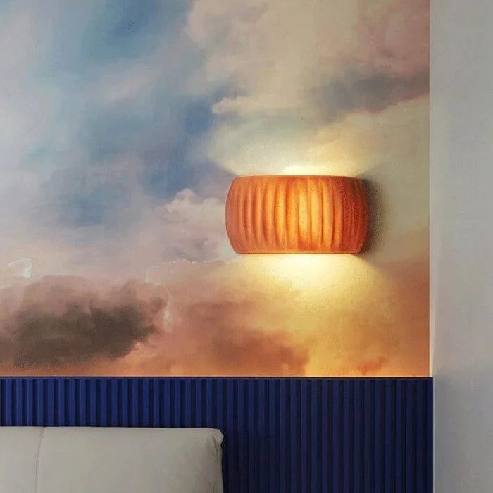 Ribbed Resin Wall Sconce Lamp in Modern Art Deco Style by Euroselle