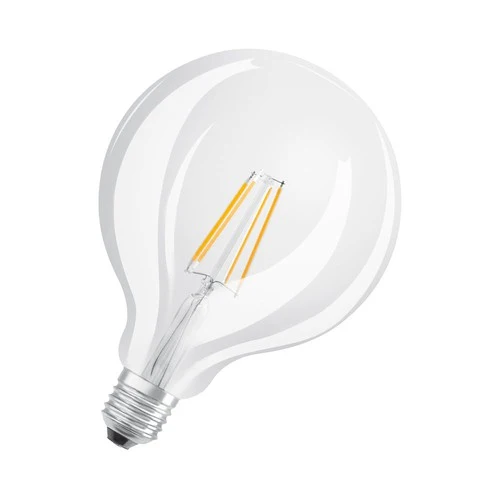 OSRAM LED-Lampen, klassische Ballform, 60 Watts Ersatz, E27, G125, 2700 Kelvin, Warm weiß, Klares Glas, single Pack