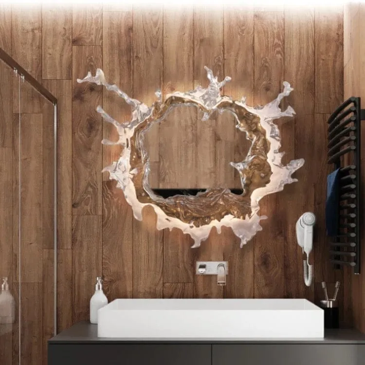 Euroselle Water Splash LED Mirror Wall Lamp With Water Spray Design