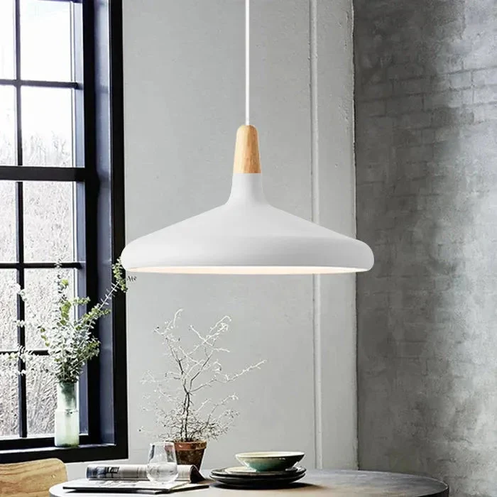 Marinelle Macaron Conical Pendant Lamp Aluminum Wood By Euroselle