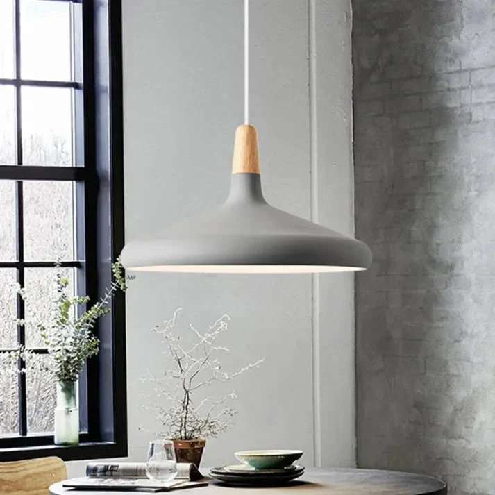 Marinelle Macaron Conical Pendant Lamp Aluminum Wood By Euroselle