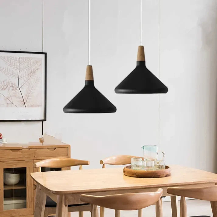 Marinelle Macaron Conical Pendant Lamp Aluminum Wood By Euroselle