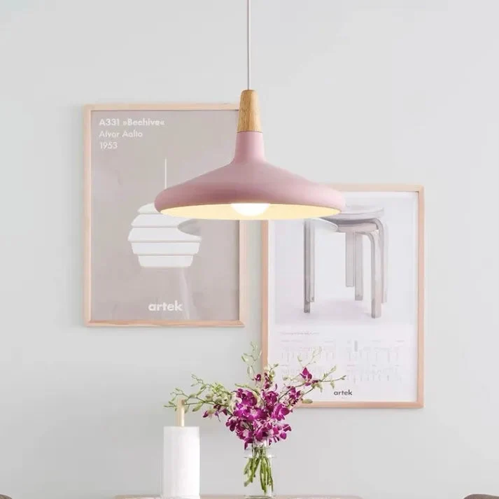 Marinelle Macaron Conical Pendant Lamp Aluminum Wood By Euroselle