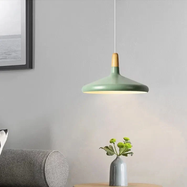 Marinelle Macaron Conical Pendant Lamp Aluminum Wood By Euroselle