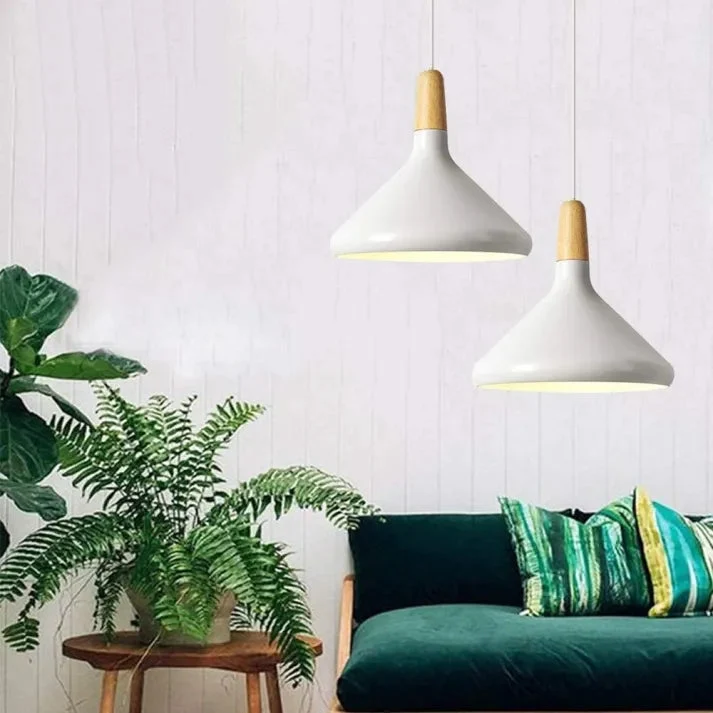 Marinelle Macaron Conical Pendant Lamp Aluminum Wood By Euroselle