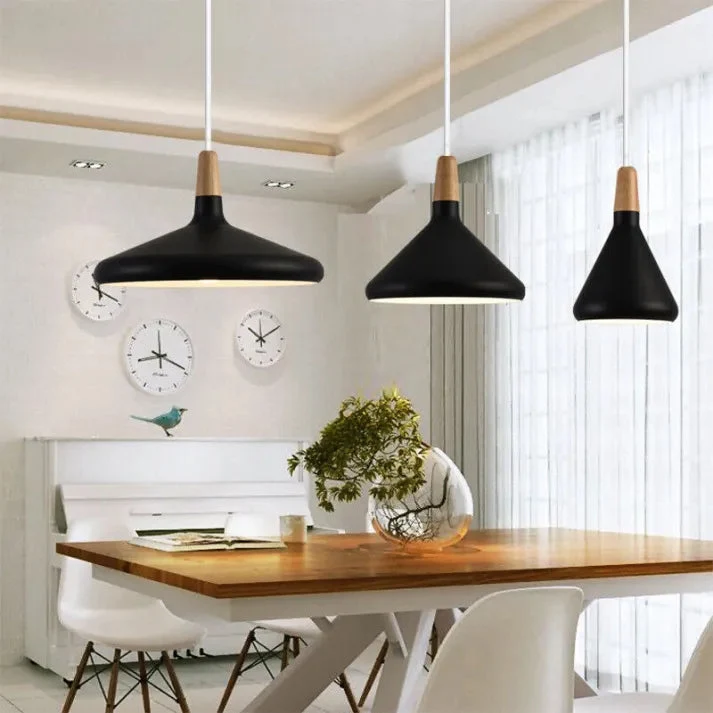 Marinelle Macaron Conical Pendant Lamp Aluminum Wood By Euroselle