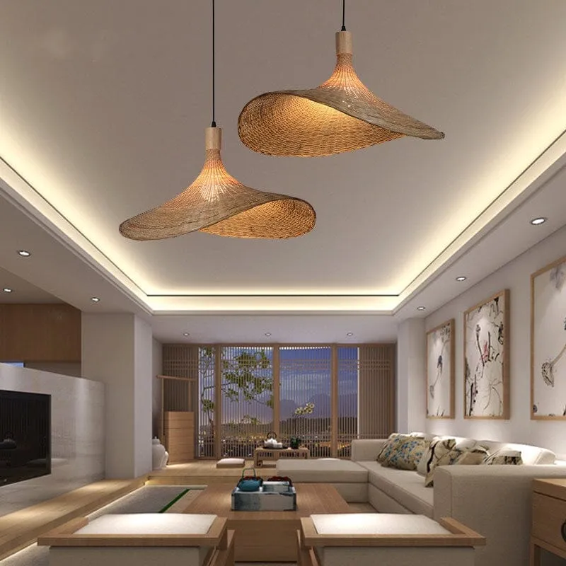 Euroselle Ren Bamboo Lamp With Neutral Woven Shade