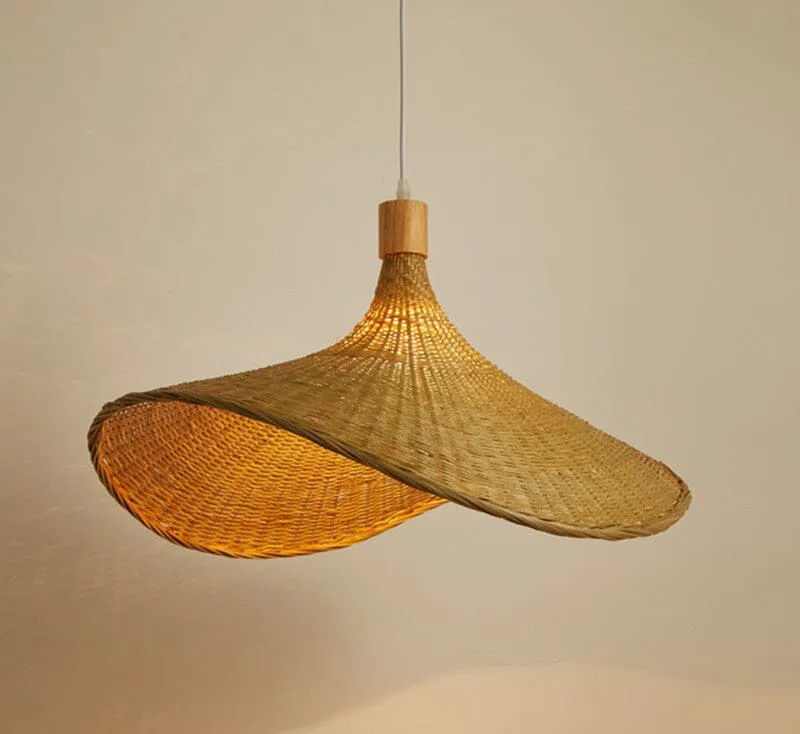 Euroselle Ren Bamboo Lamp With Neutral Woven Shade