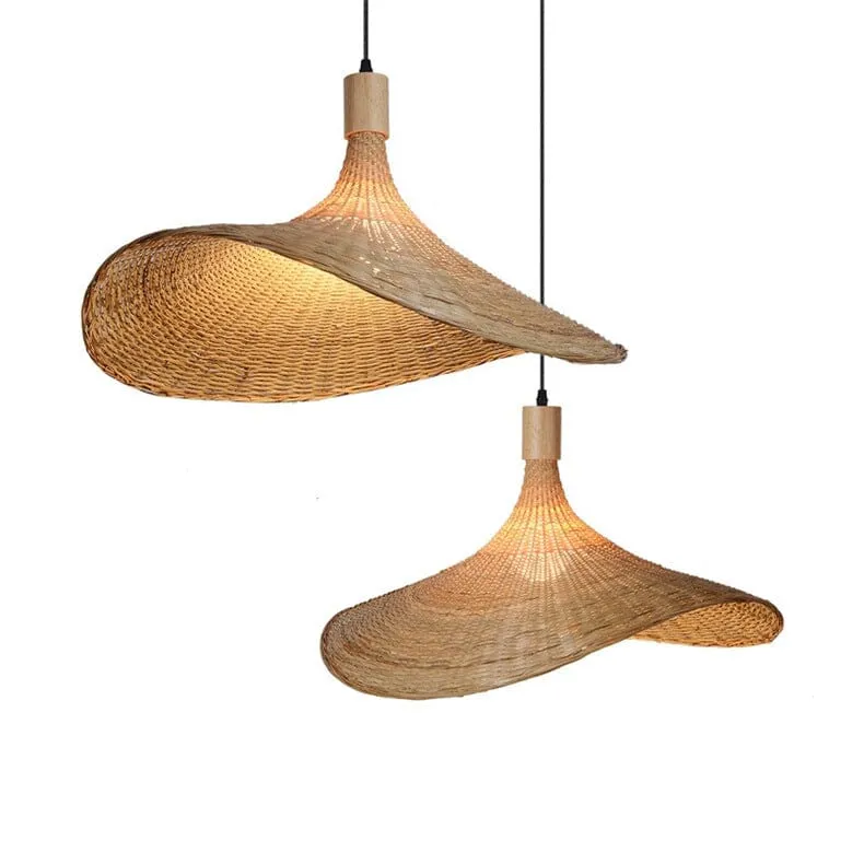 Euroselle Ren Bamboo Lamp With Neutral Woven Shade