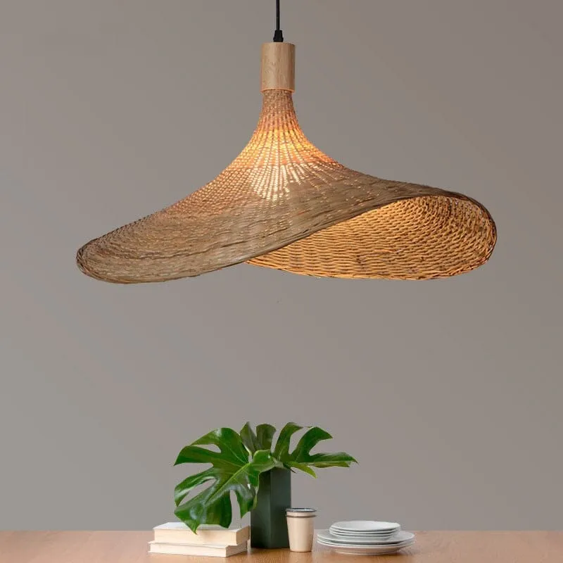 Euroselle Ren Bamboo Lamp With Neutral Woven Shade