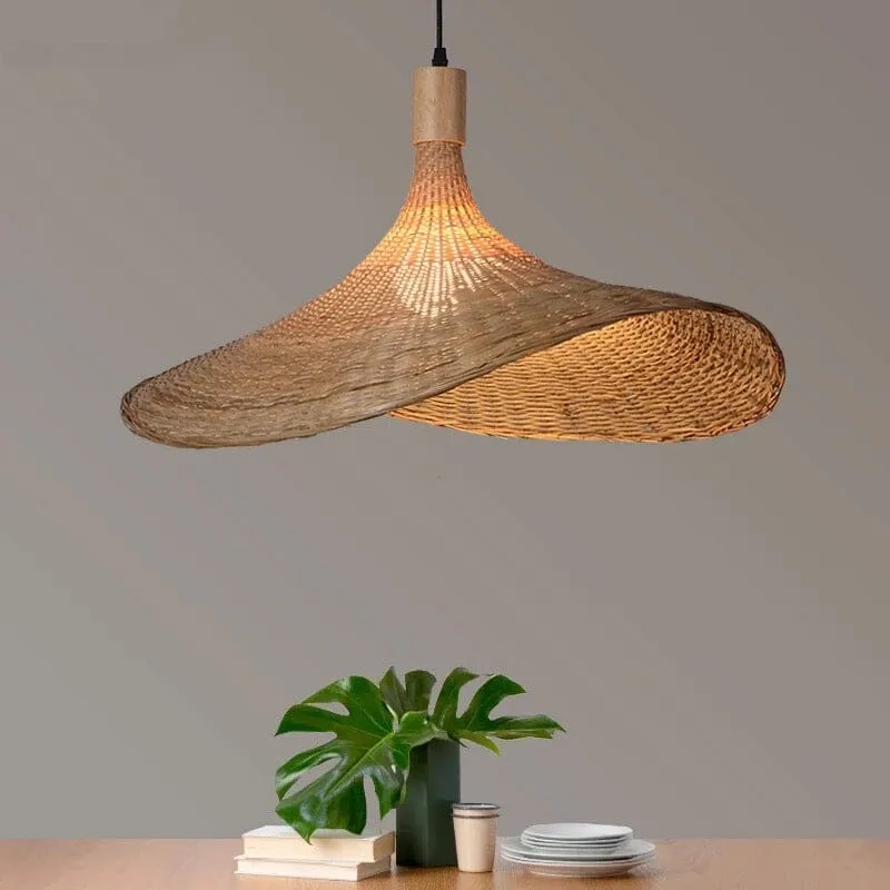 Euroselle Ren Bamboo Lamp With Neutral Woven Shade