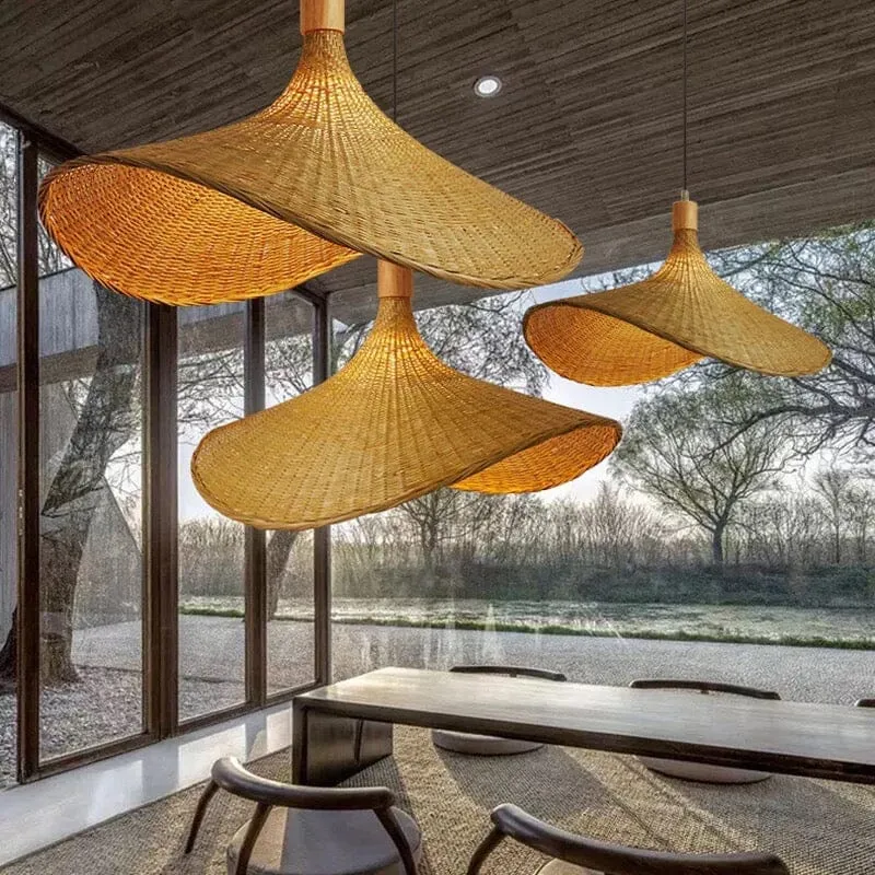 Euroselle Ren Bamboo Lamp With Neutral Woven Shade