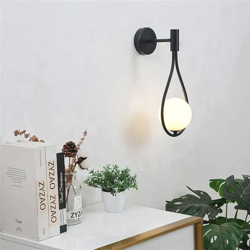 ZenithGlass Metal Glass Ball Wall Light Lamp by Euroselle