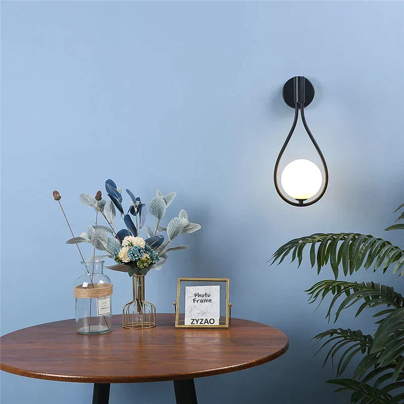 ZenithGlass Metal Glass Ball Wall Light Lamp by Euroselle