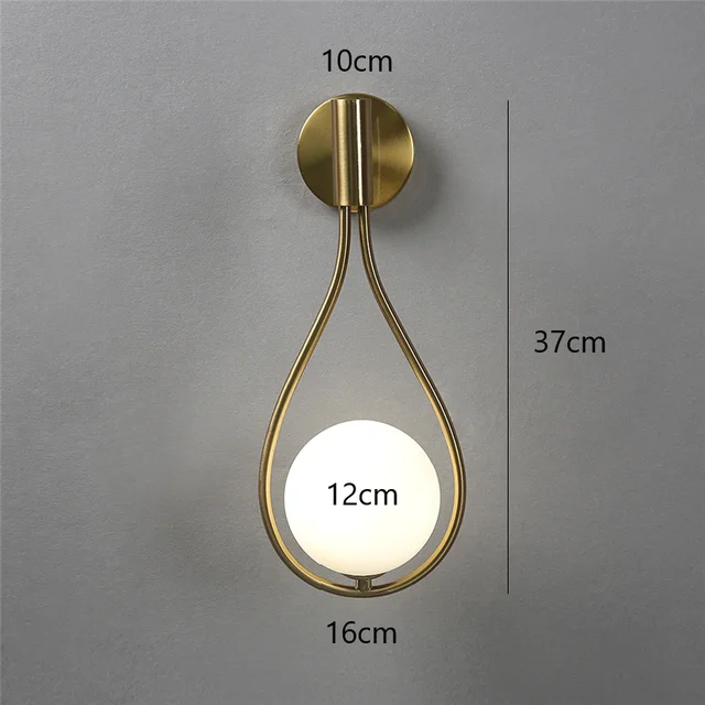 ZenithGlass Metal Glass Ball Wall Light Lamp by Euroselle
