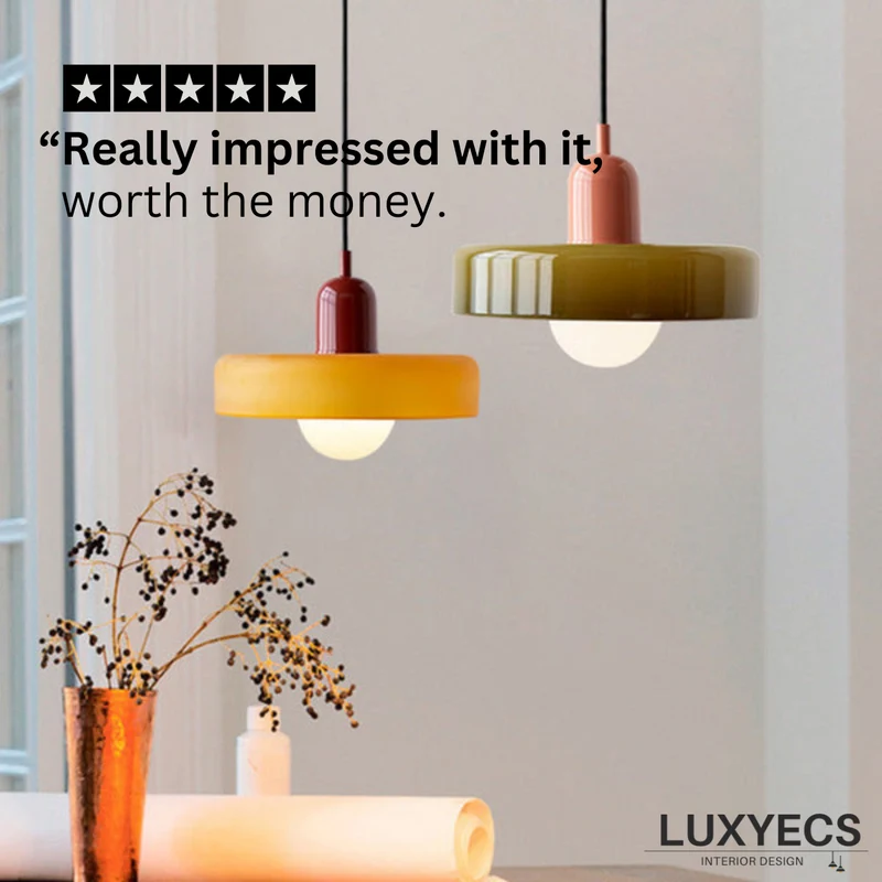 KiraGlass Colored Glass Geometric Bauhaus Pendant Light