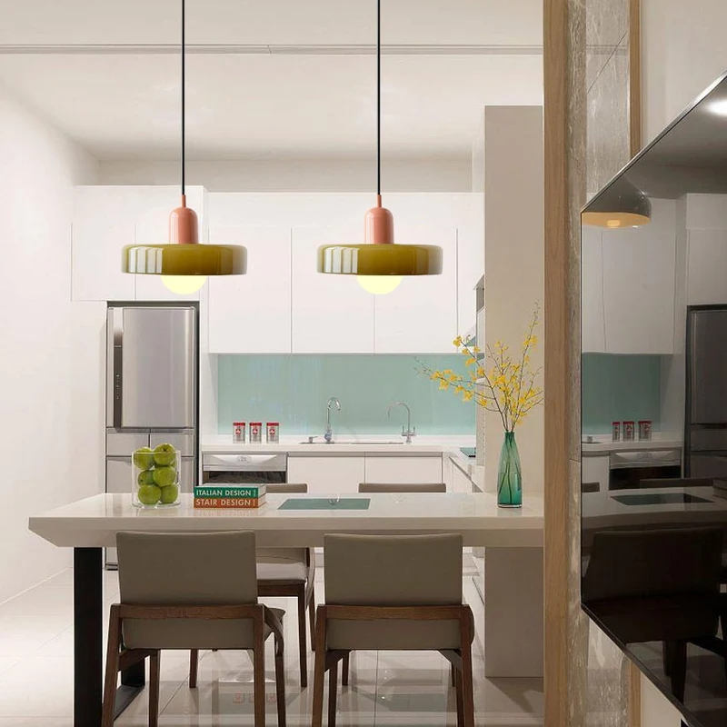 KiraGlass Colored Glass Geometric Bauhaus Pendant Light