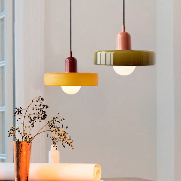 KiraGlass Colored Glass Geometric Bauhaus Pendant Light