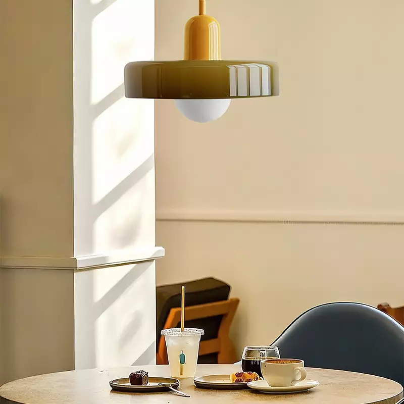 KiraGlass Colored Glass Geometric Bauhaus Pendant Light
