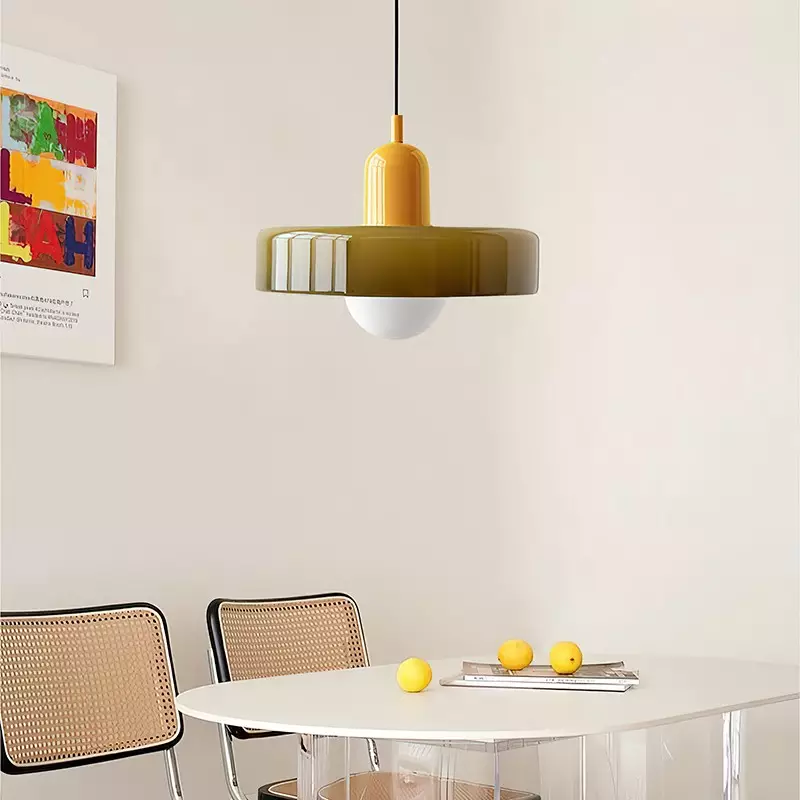KiraGlass Colored Glass Geometric Bauhaus Pendant Light