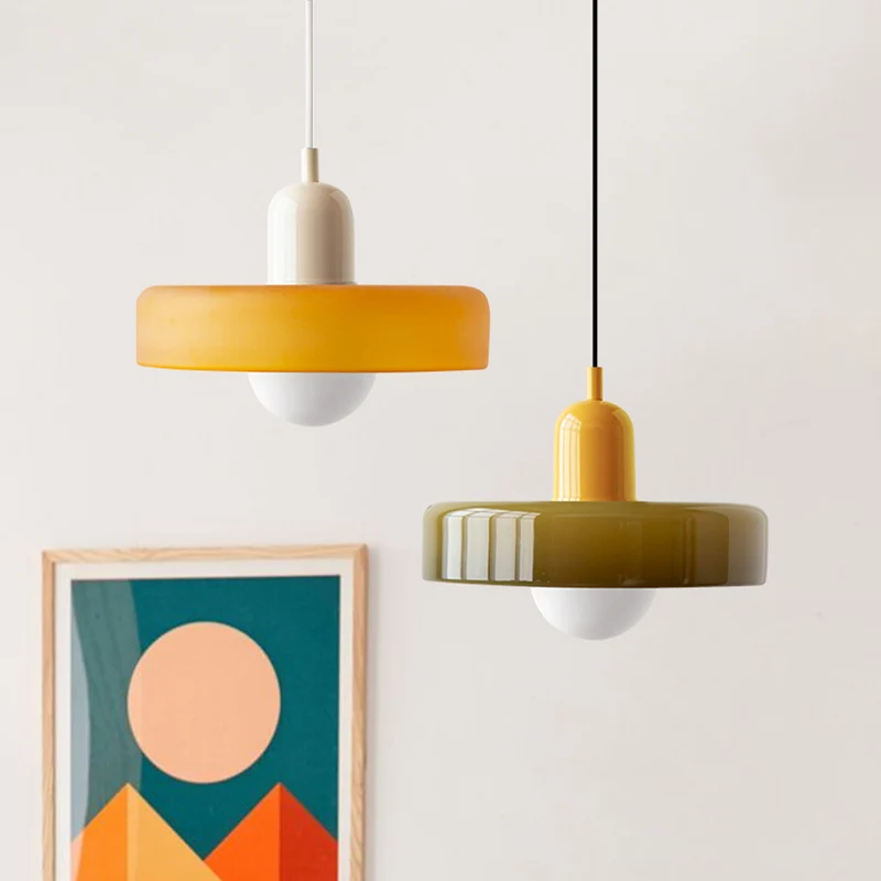 KiraGlass Colored Glass Geometric Bauhaus Pendant Light
