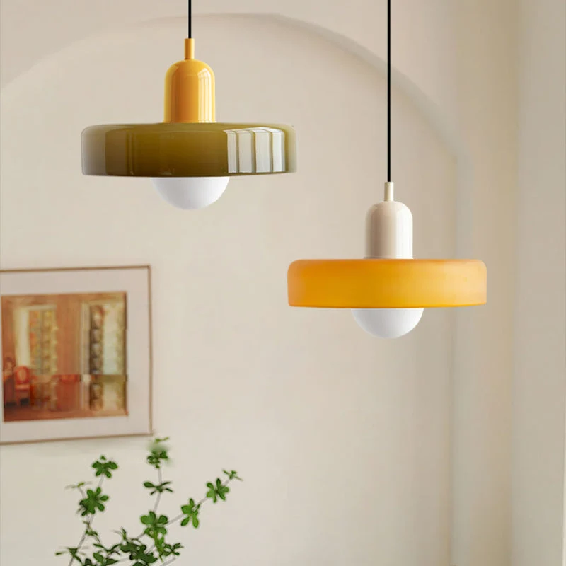 KiraGlass Colored Glass Geometric Bauhaus Pendant Light