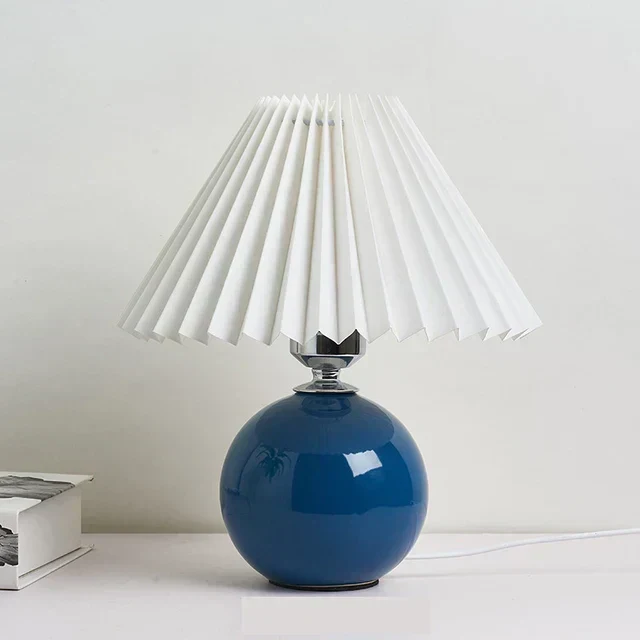 Euroselle Antique Pleated Vintage Table Lamp With Pleated Shade
