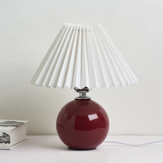 Euroselle Antique Pleated Vintage Table Lamp With Pleated Shade