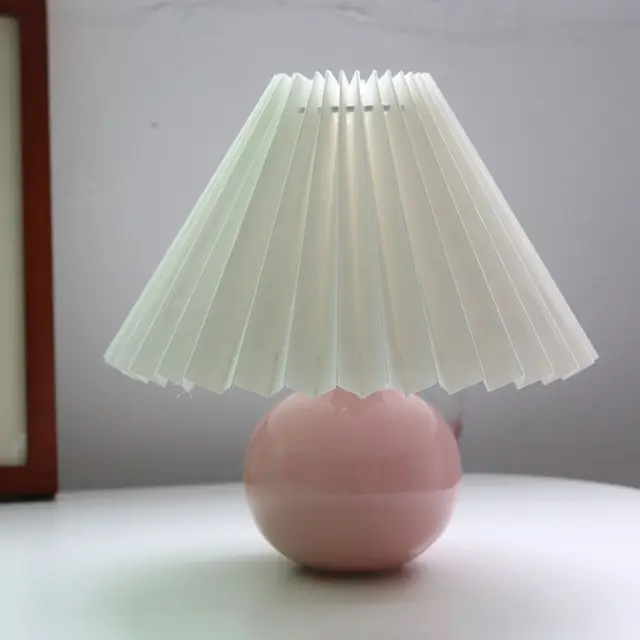 Euroselle Antique Pleated Vintage Table Lamp With Pleated Shade