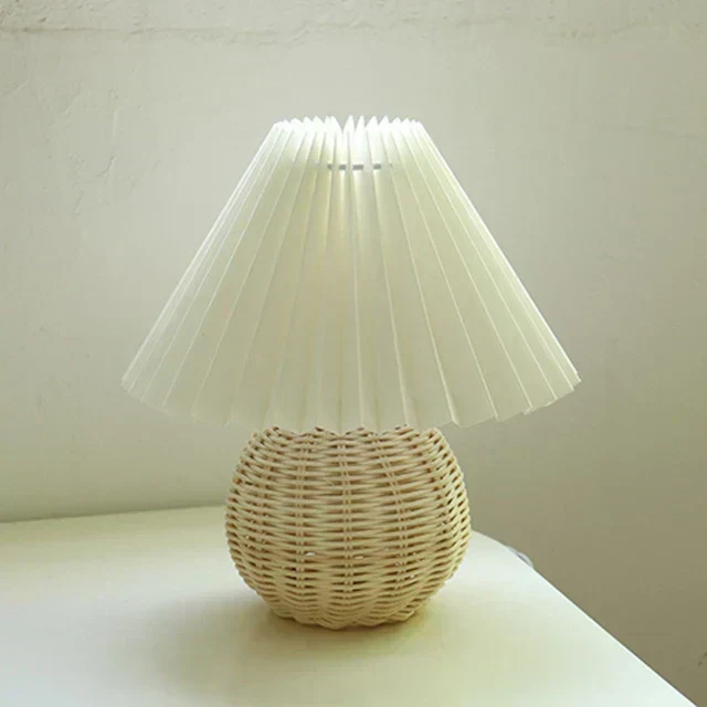 Euroselle Antique Pleated Vintage Table Lamp With Pleated Shade