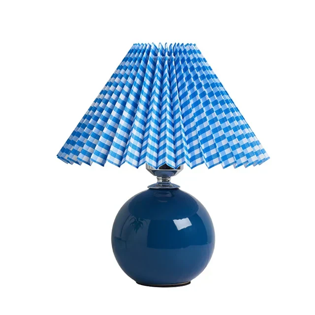 Euroselle Antique Pleated Vintage Table Lamp With Pleated Shade