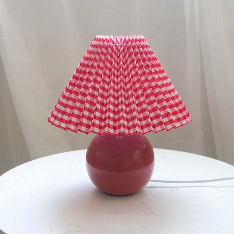 Euroselle Antique Pleated Vintage Table Lamp With Pleated Shade