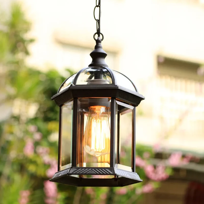 Euroselle Waterproof Garden Pendant Light Pyramid Style Outdoor Lamp