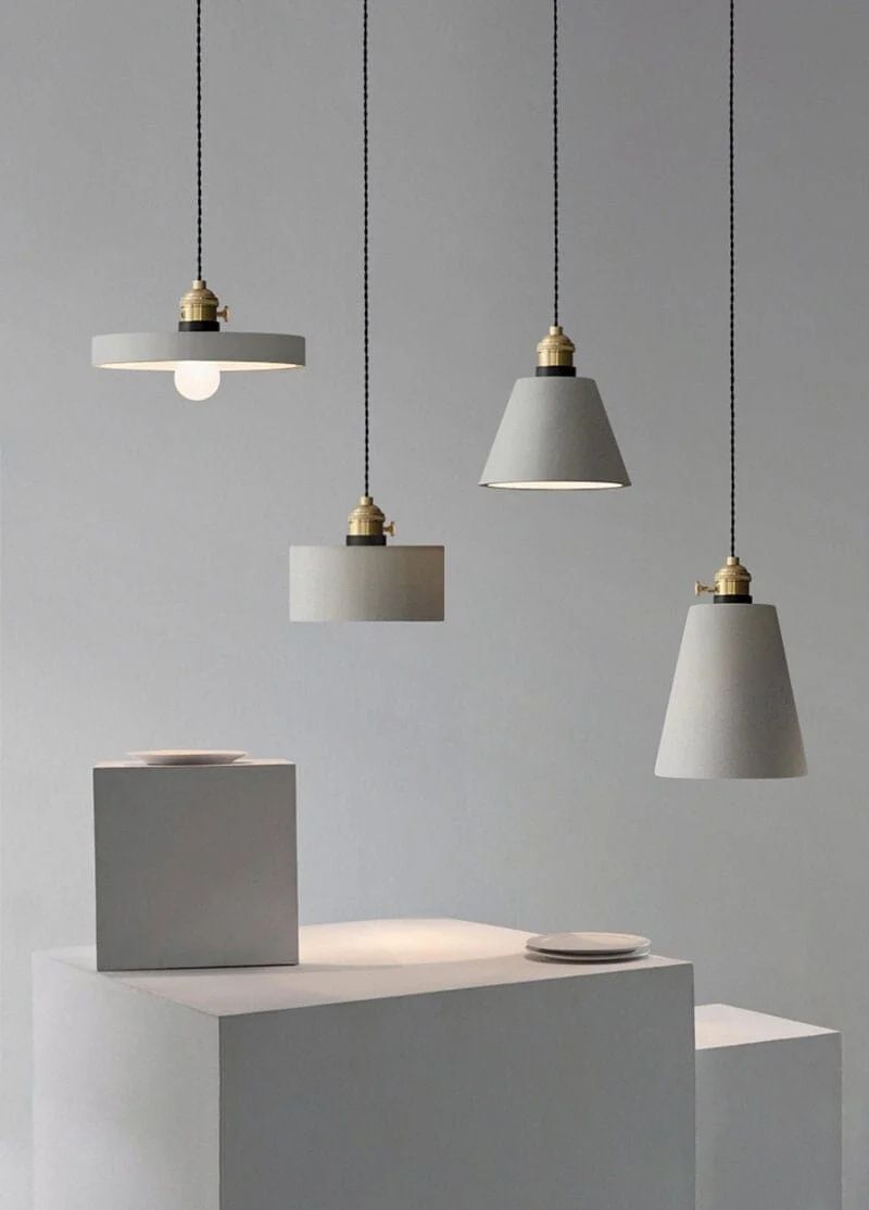 Euroselle Handmade Artisanal Cement Pendant Lamp In Nordic Style With LED Bulb Included