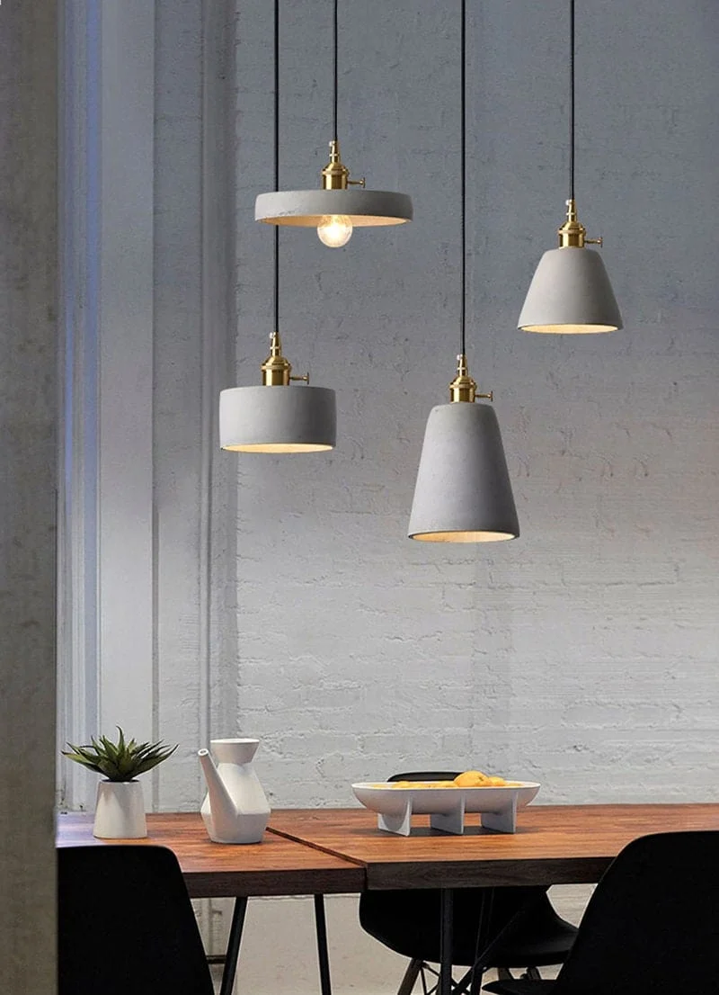 Euroselle Handmade Artisanal Cement Pendant Lamp In Nordic Style With LED Bulb Included