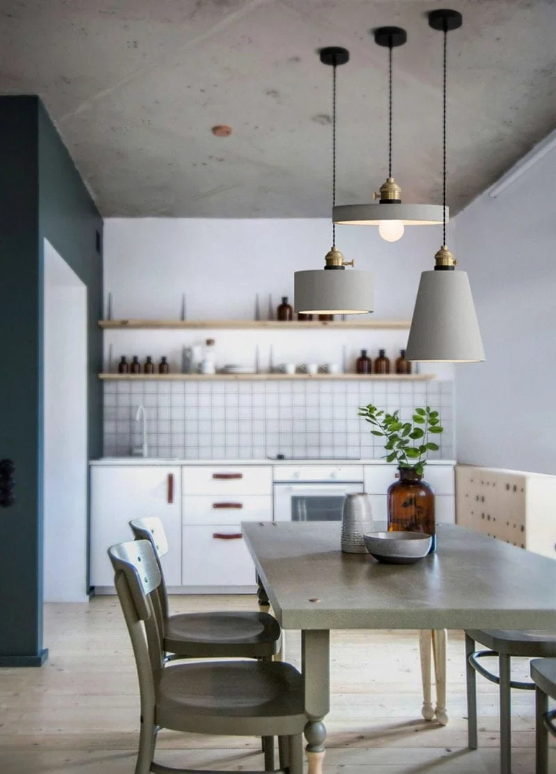 Euroselle Handmade Artisanal Cement Pendant Lamp In Nordic Style With LED Bulb Included