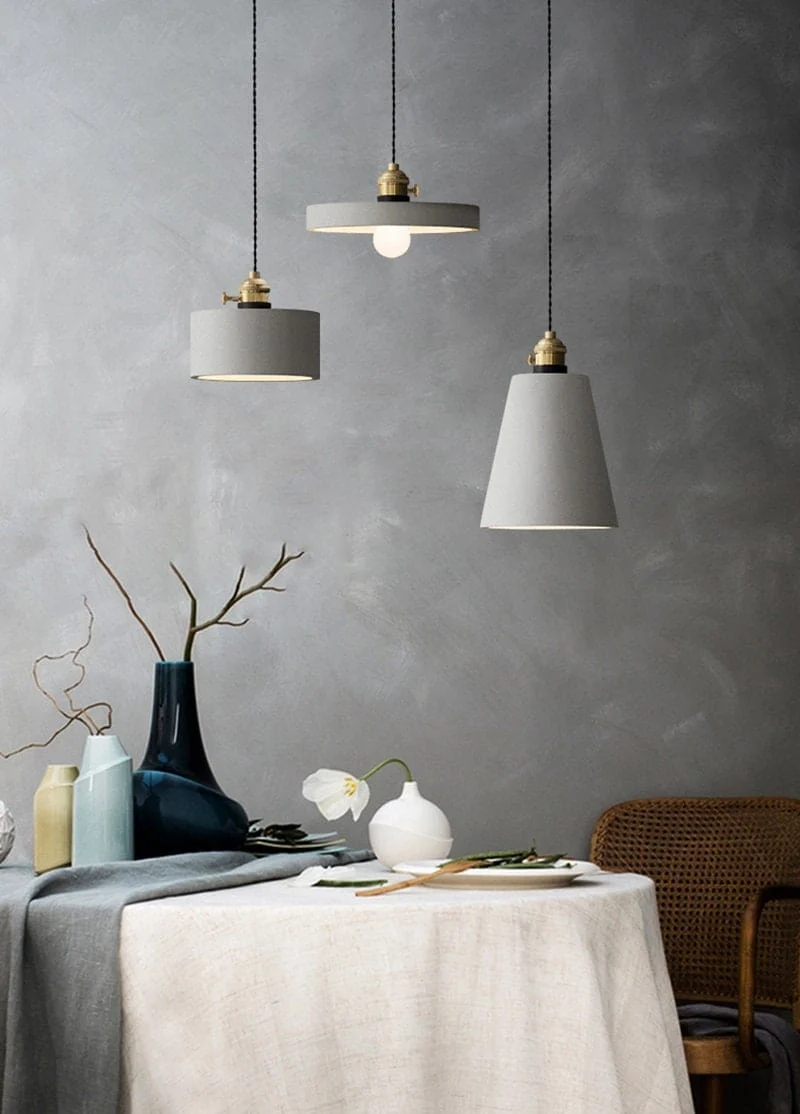 Euroselle Handmade Artisanal Cement Pendant Lamp In Nordic Style With LED Bulb Included