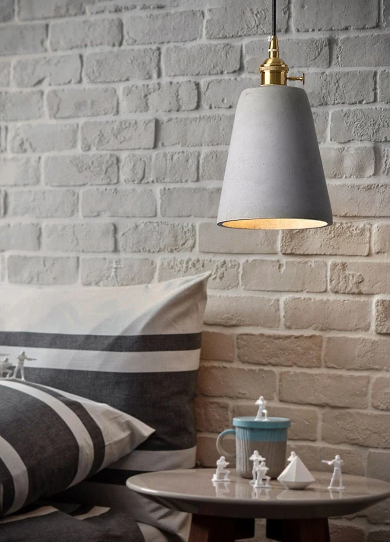 Euroselle Handmade Artisanal Cement Pendant Lamp In Nordic Style With LED Bulb Included