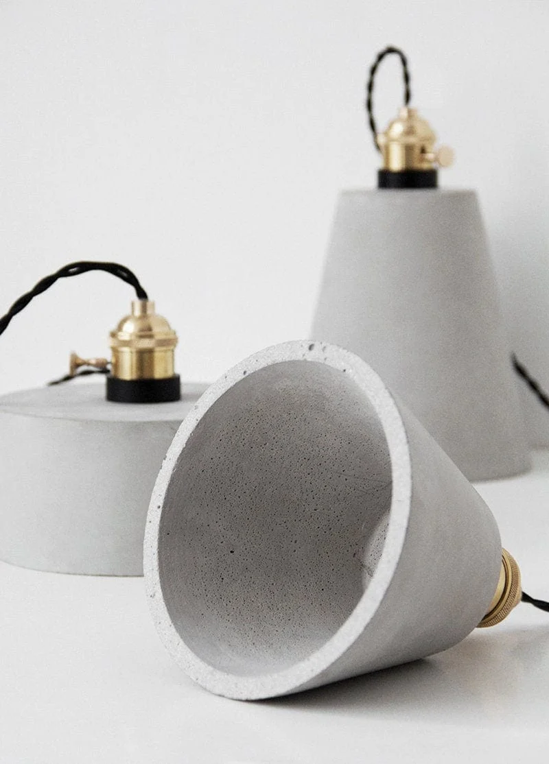 Euroselle Handmade Artisanal Cement Pendant Lamp In Nordic Style With LED Bulb Included