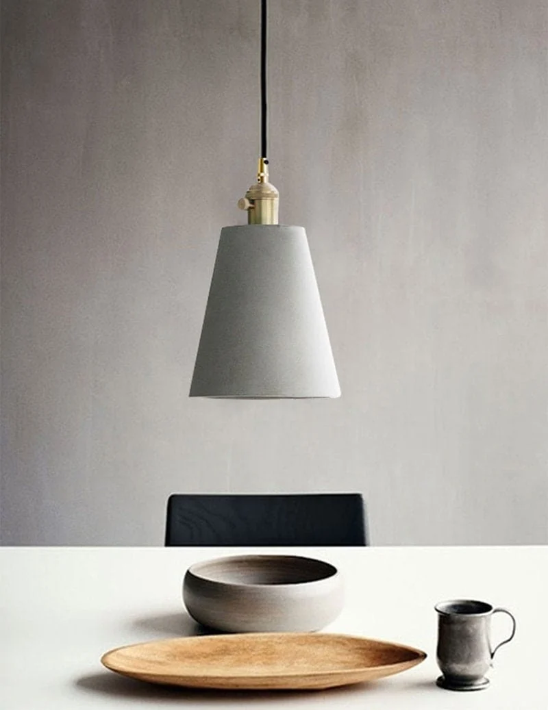 Euroselle Handmade Artisanal Cement Pendant Lamp In Nordic Style With LED Bulb Included