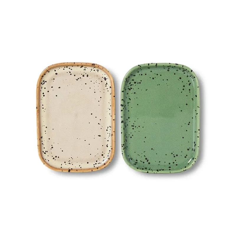 HKliving 70s Ceramics Serviertablett – 2er Set Stoneware