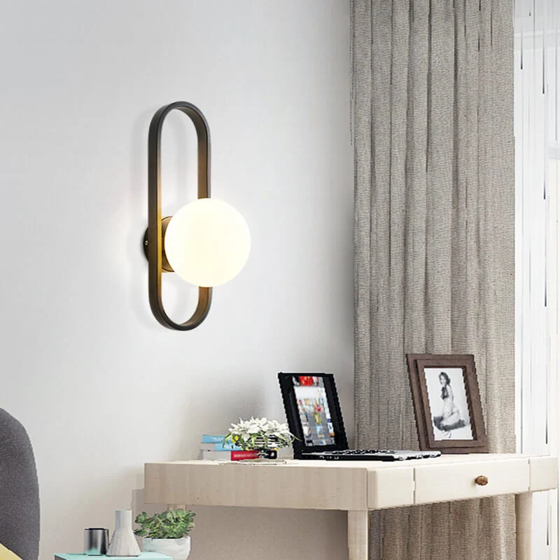 Euroselle Light Circle Modern Wall Lamp With Glass Globe And Circular Design