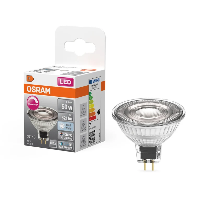 OSRAM Dimmbare LED Reflektor-Lampe LED SUPERSTAR + spot MR16 GL 50 DIM 6.8W/940 CRI90 GU5.3 , Kaltweiß