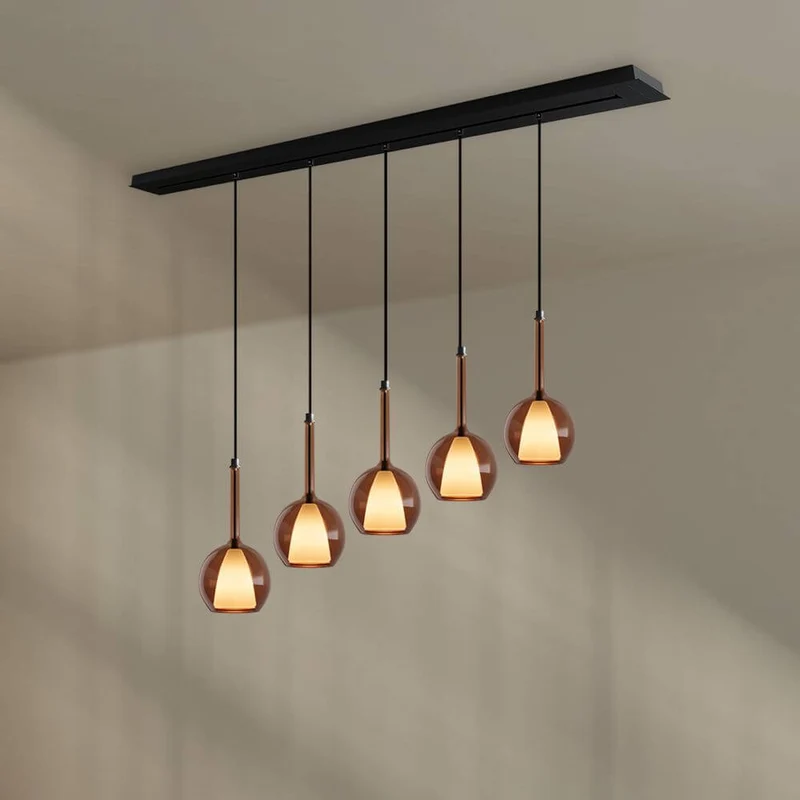 s.luce Belluna Esstisch-Hängelampe 5-flammig 160cm Baldachin
