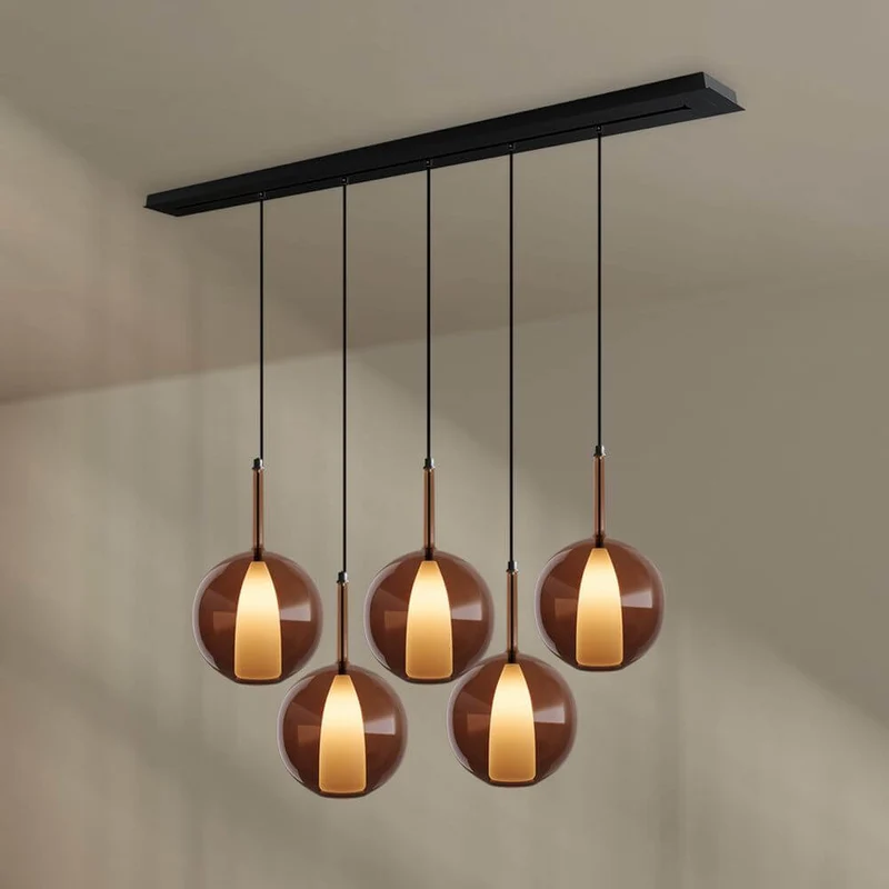 s.luce Belluna Esstisch-Hängelampe 5-flammig 160cm Baldachin